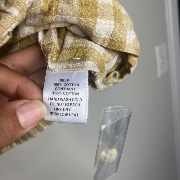 Promesa Women Carefree Gingham Top Large Cropped Button Up Patchwork Cottagecore - Picture 6 of 9